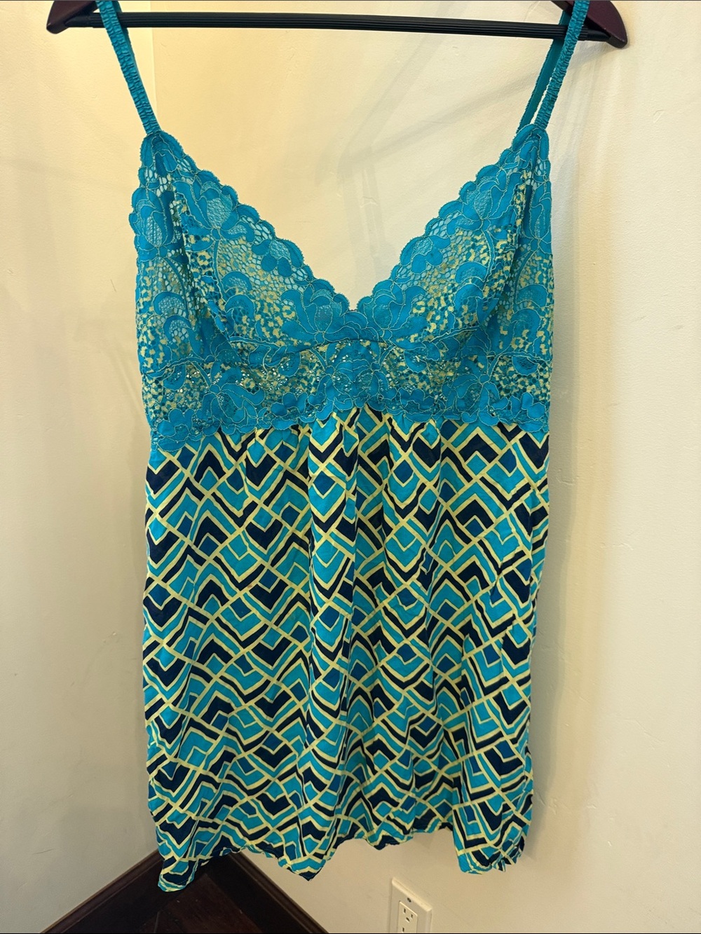 JOSIE SLIP Teal Lace-Trim Chemise Nightdress - Women Intimates & Sleepwear